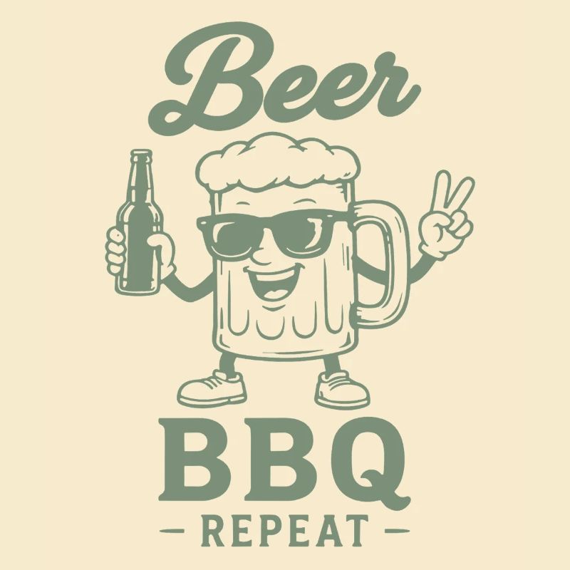 BEER BBQ REPEAT Grillen Bier Grafik