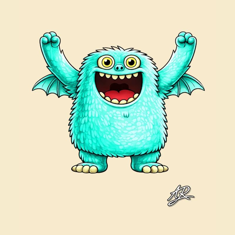 Monstre turquoise joyeux