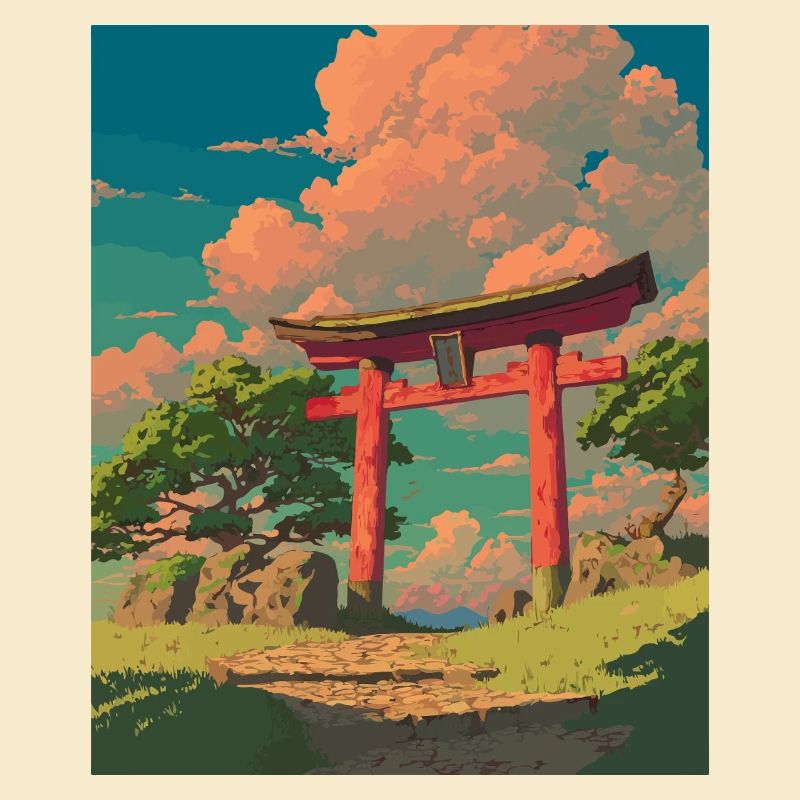 Serene Japan Torii Gateway Scene
