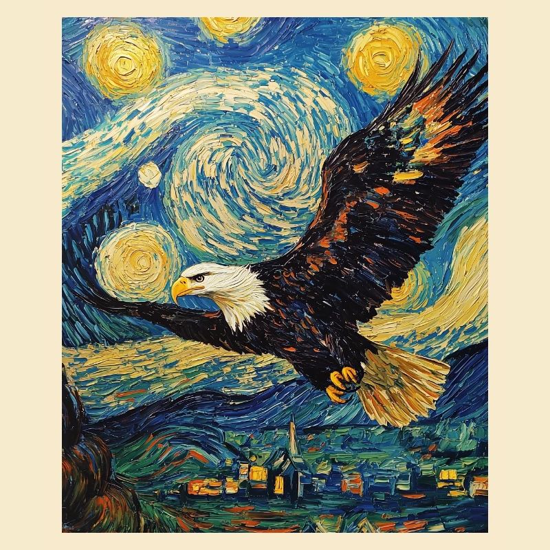 Eagle Bird Van Gogh Style Starry Night