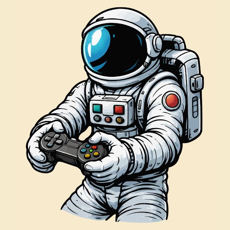 Astronaute avec manette de jeu