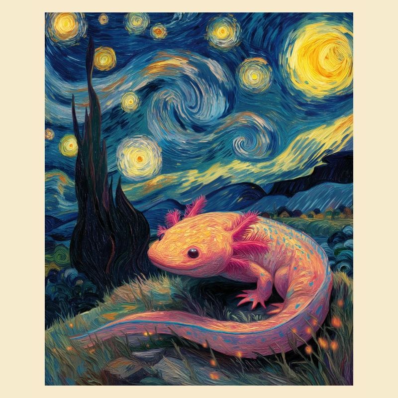 Axolotl Van Gogh Starry Night