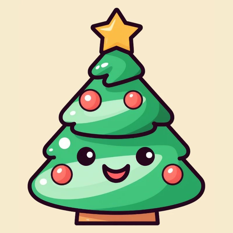 Conception de dessin animé d’arbre de Noël kawaii