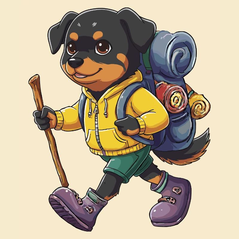 Rottweiler Dog Hiking Camping Adventure Backpacker