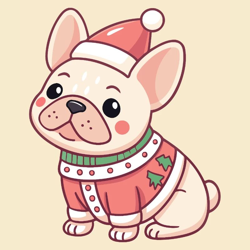 Chiot Noël en pull rouge