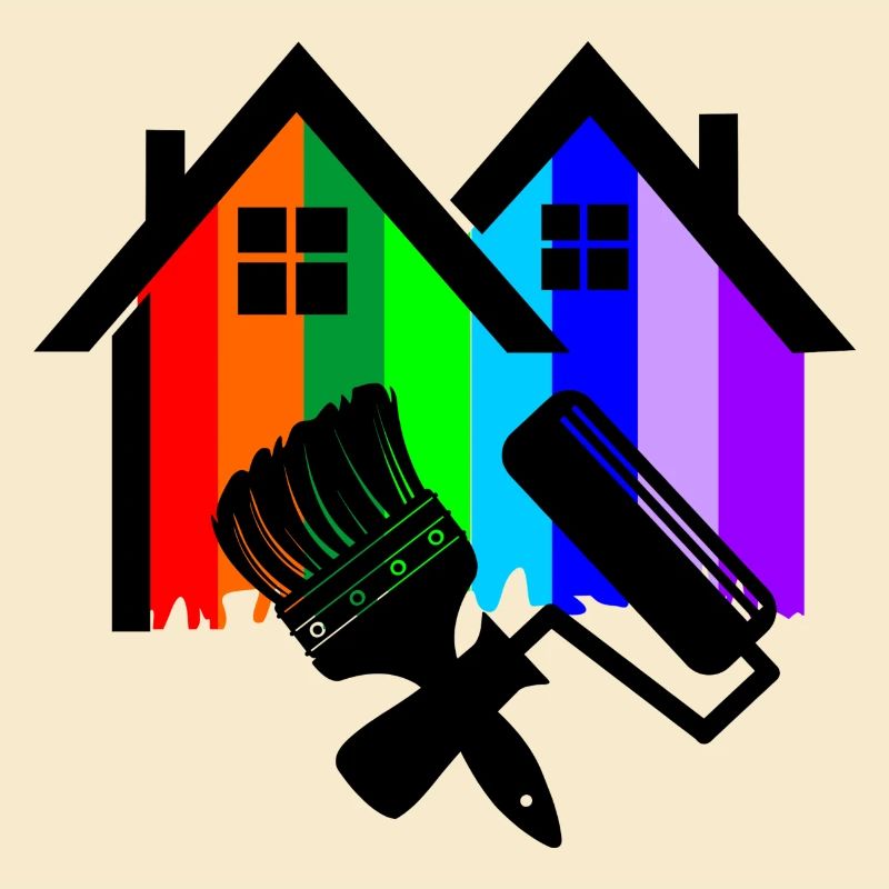 House painter color with paintbrush and paint roller