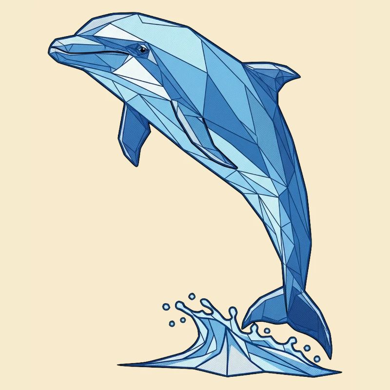 Geometric Dolphin in Blue
