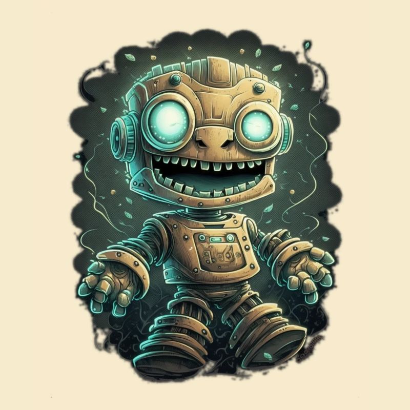 Steampunk Roboter mit leuchtenden Augen
