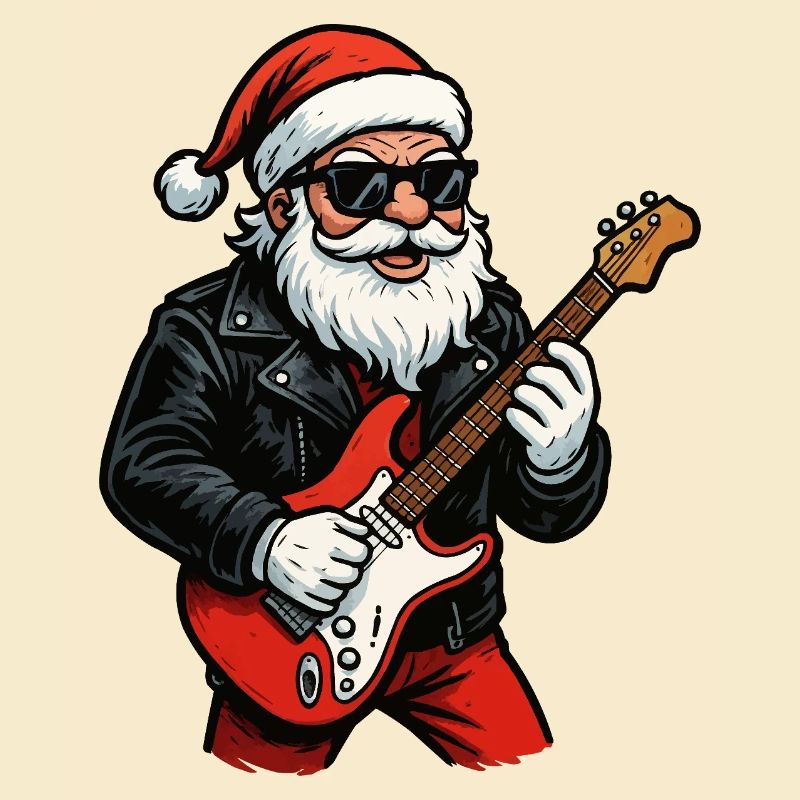 Rocker-Santa mit E-Gitarre