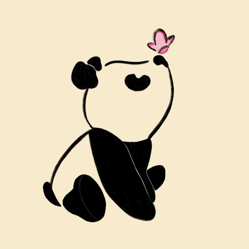Panda avec papillon – Motif d’animal mignon
