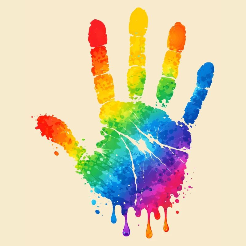 Motif aquarelle colorée à empreintes de main