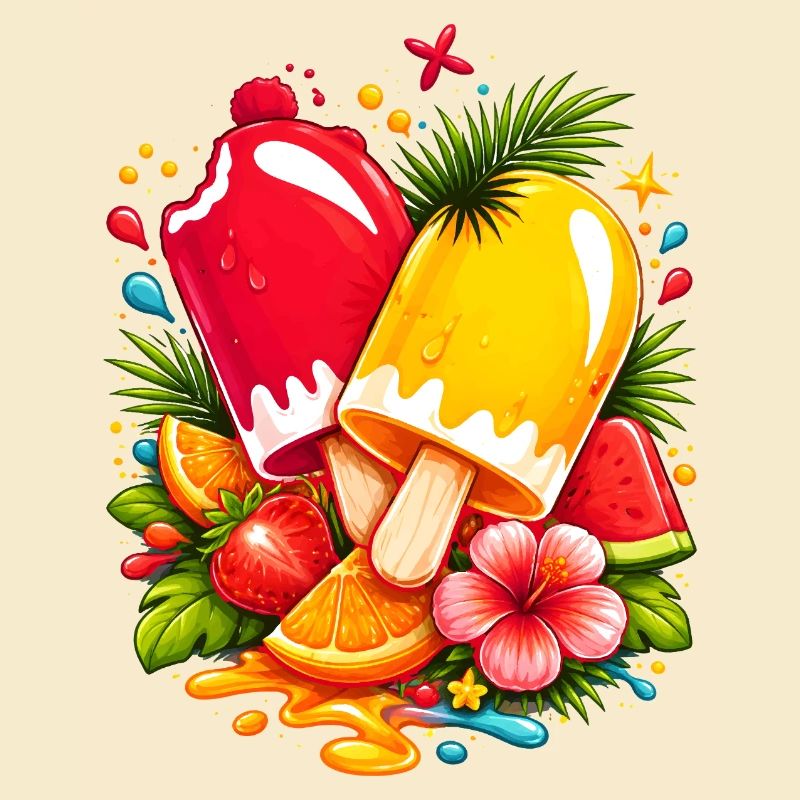 Tropisches Eis mit Früchten Illustration 