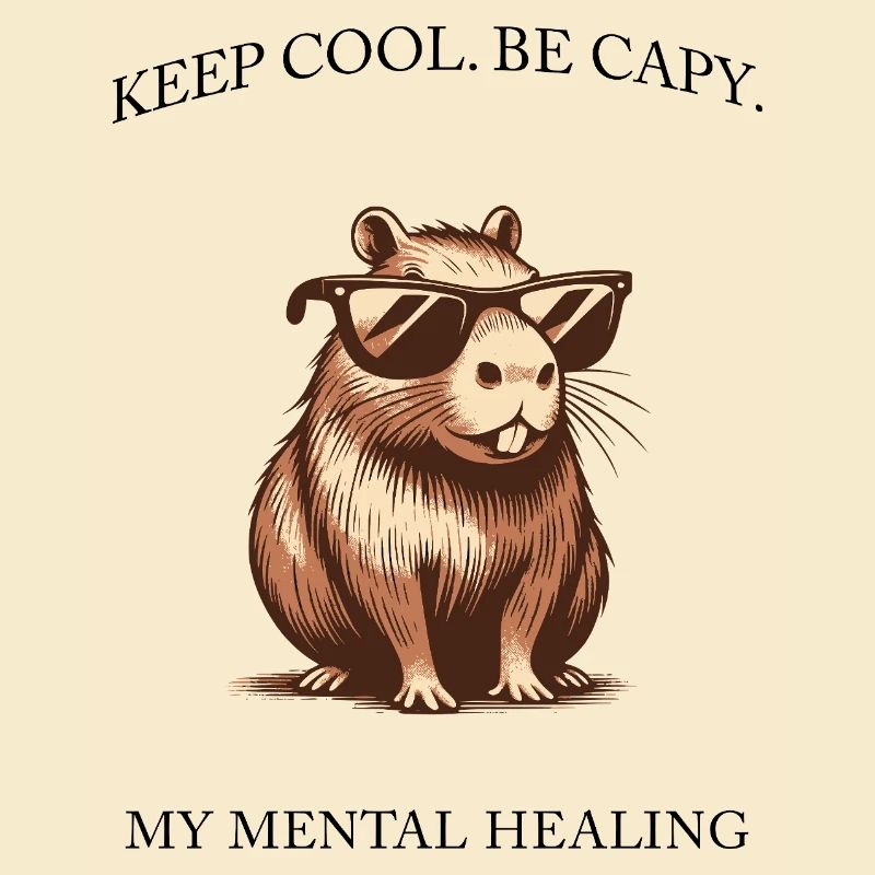 Capybara- Keep Cool, Be Capy - Minimalist Design