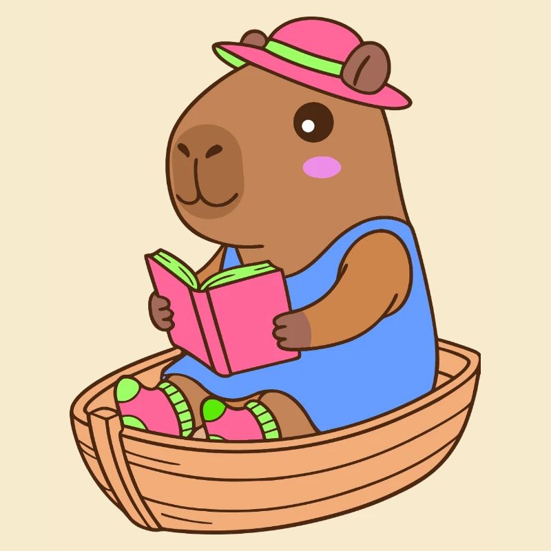 Reading Capybara in a Rowboat - Summer Design