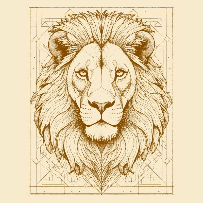 Geometrischer Löwenkopf mit Ornament