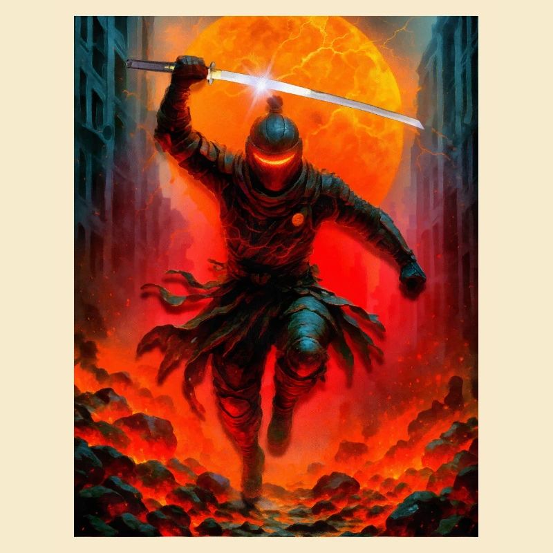 Fiery ninja in battle