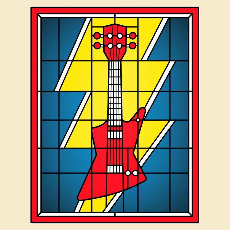 Guitare en vitrail avec éclair