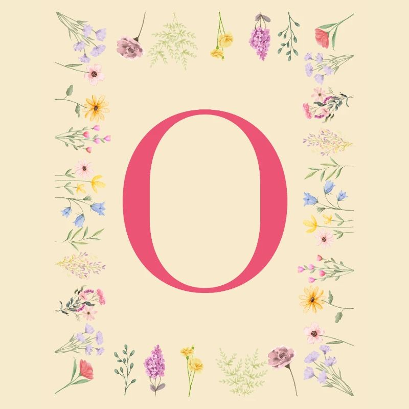Florale Initialen "O", Buchstaben Monogramm 