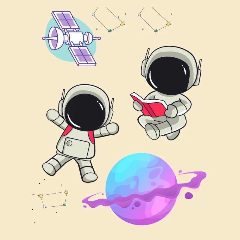 Colorful astronauts in orbit