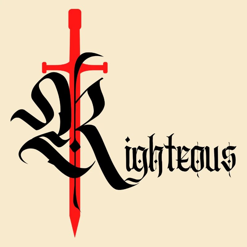 Gothic Righteous Design mit Schwert mit schwarzem Text
