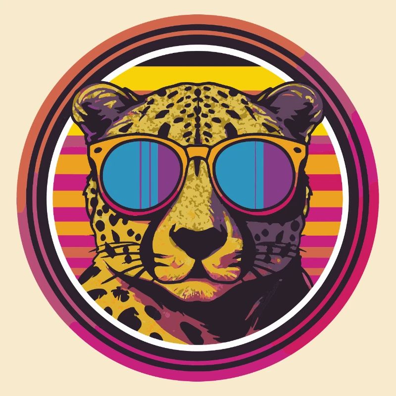 Leopard with retro style sunglasses