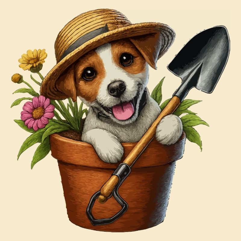 Jack Russell Terrier Blumentopf Gartendesign