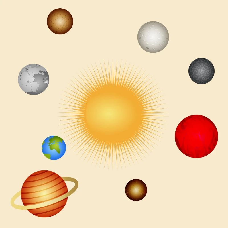 Luminous planetary system with sun and planets