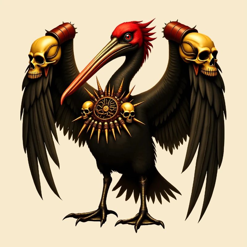 Dunkler Rabe mit Totenköpfen