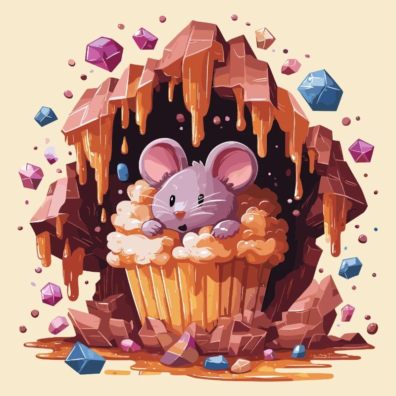 Souris dans un cupcake en cristal