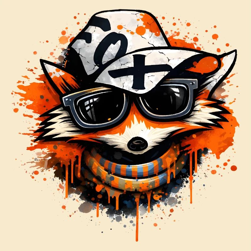 Cool fox with cap and sunglasses