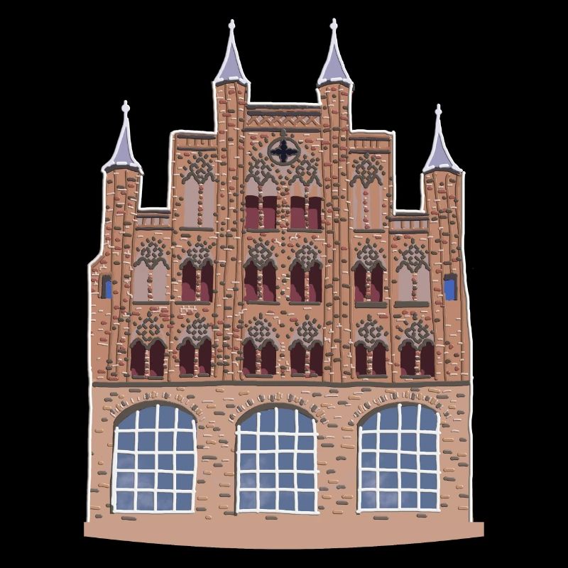 Stralsund Wolflamshaus ohne Text, Zeichnung Ostsee