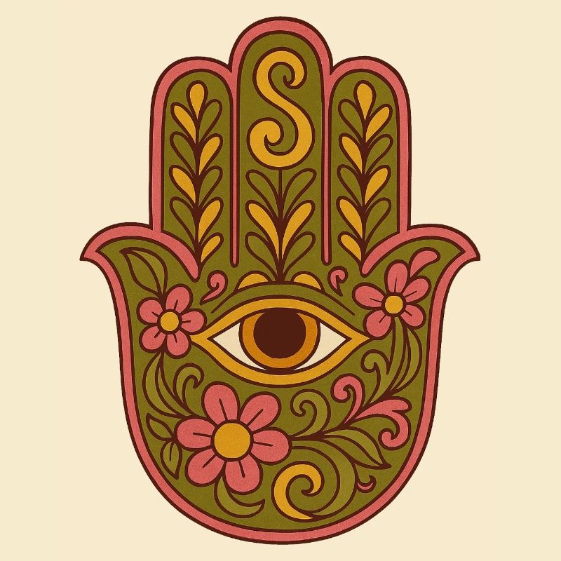 Hamsa Eye Floral Boho Kunstwerk