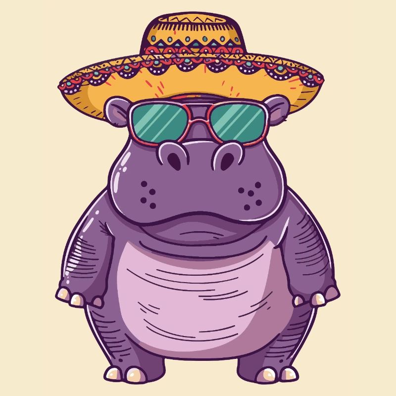 Nilpferd Lustig Sombrero