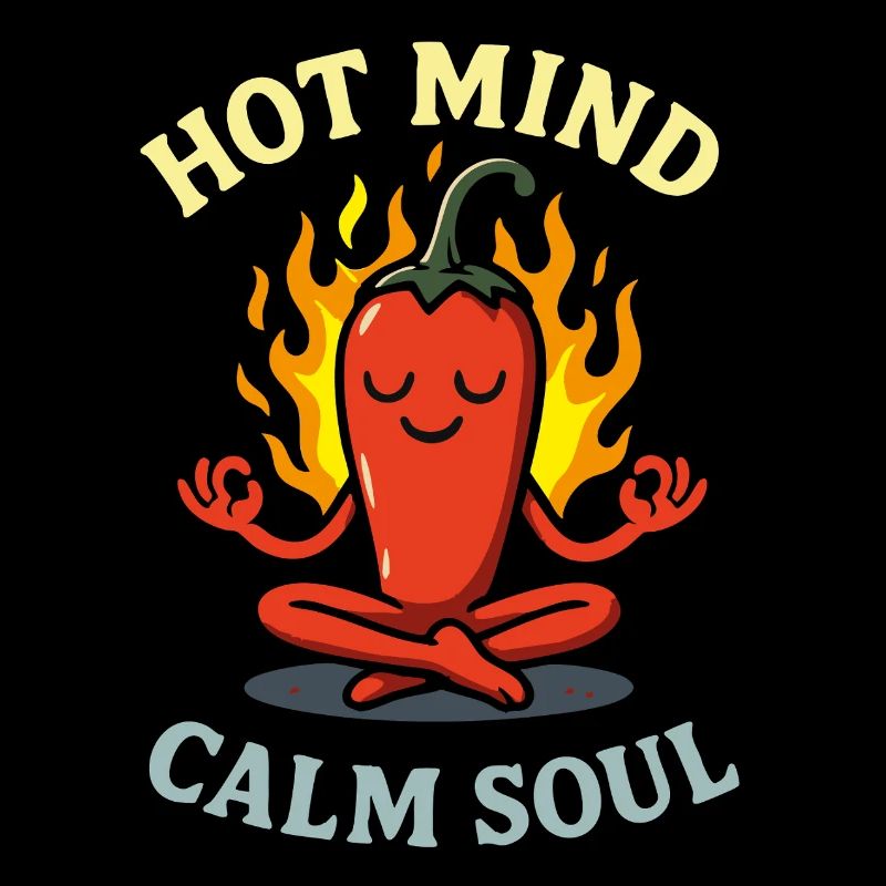 Hot Mind Calm Soul – Funny Chili Comic Design
