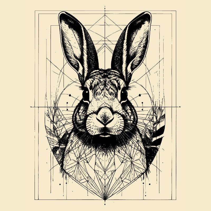 Le lapin dans un cadre géométrique