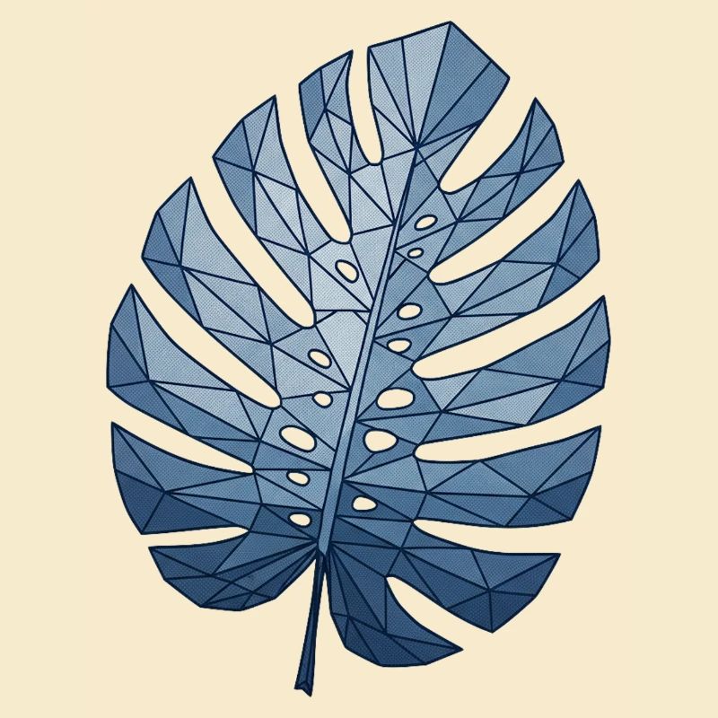 Geometric Monstera Blue