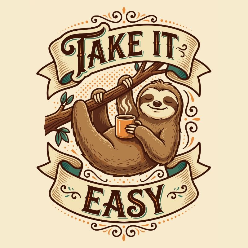 Take It Easy Sloth Motif