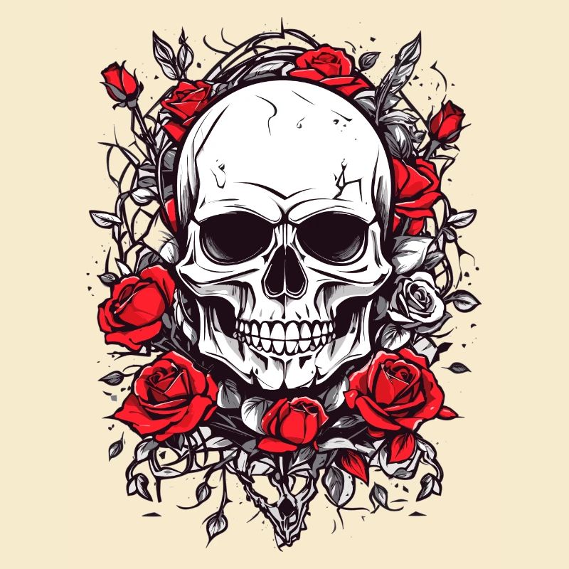 Skull with roses
