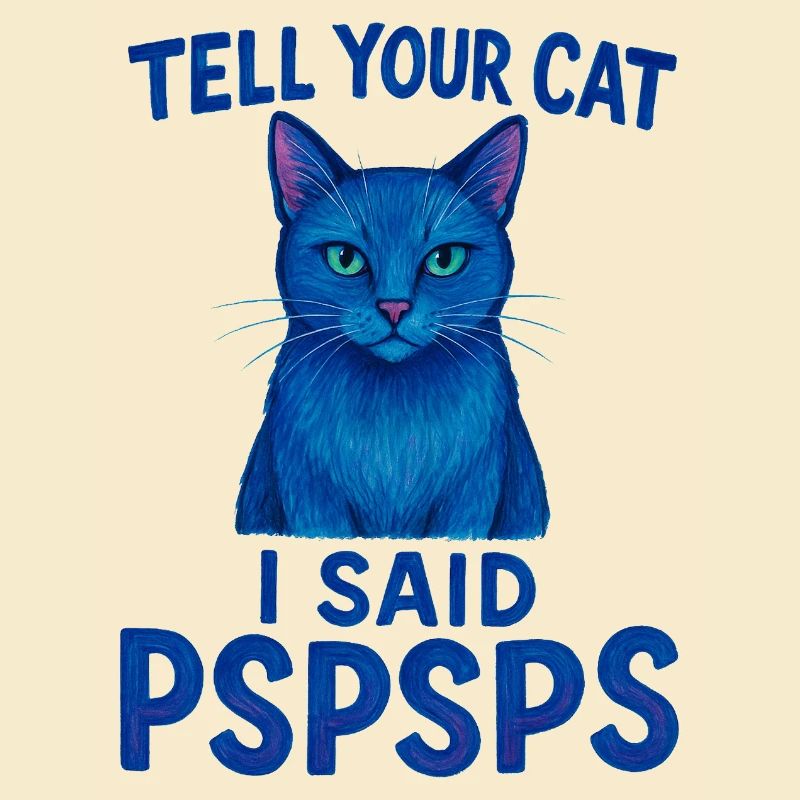 Le chat bleu dit Psspsps Dites à votre chat