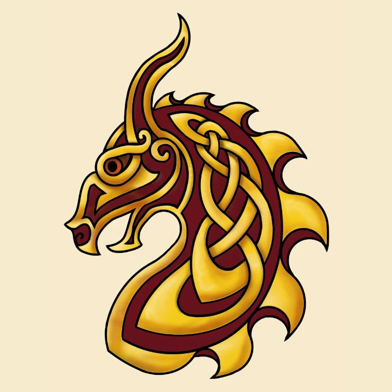 Celtic Dragon Red Gold