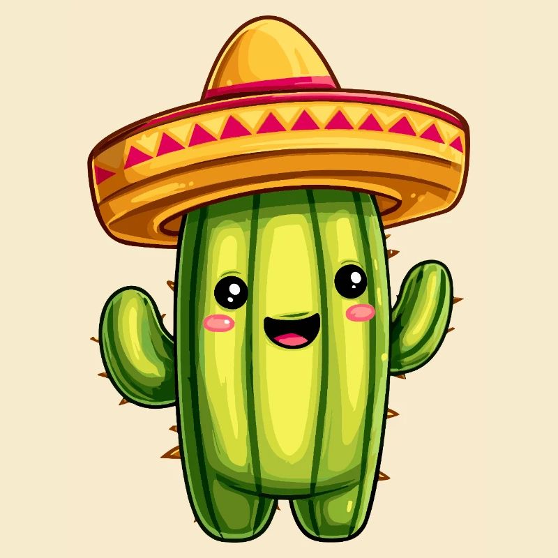 Cactus avec sombrero – cactus kawaii
