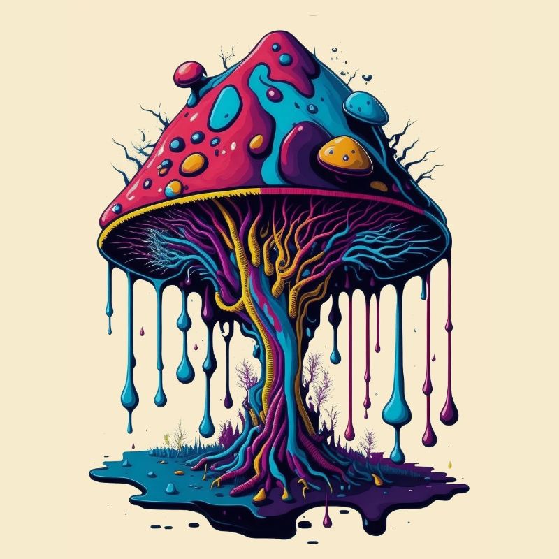 Forêt de champignons psychédélique lumineuse