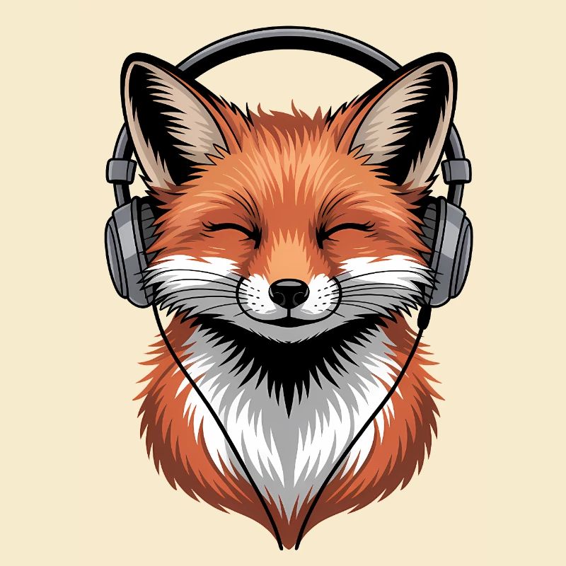 Fuchs mit Kopfhörern