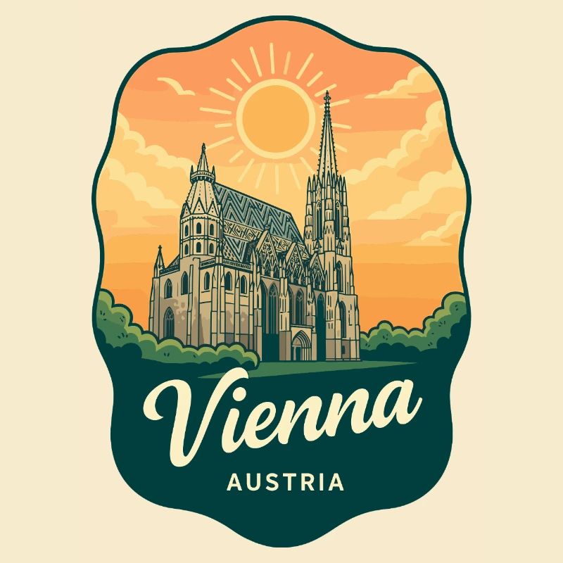 Vienna St Stephens Cathedral Austria Retro Badge