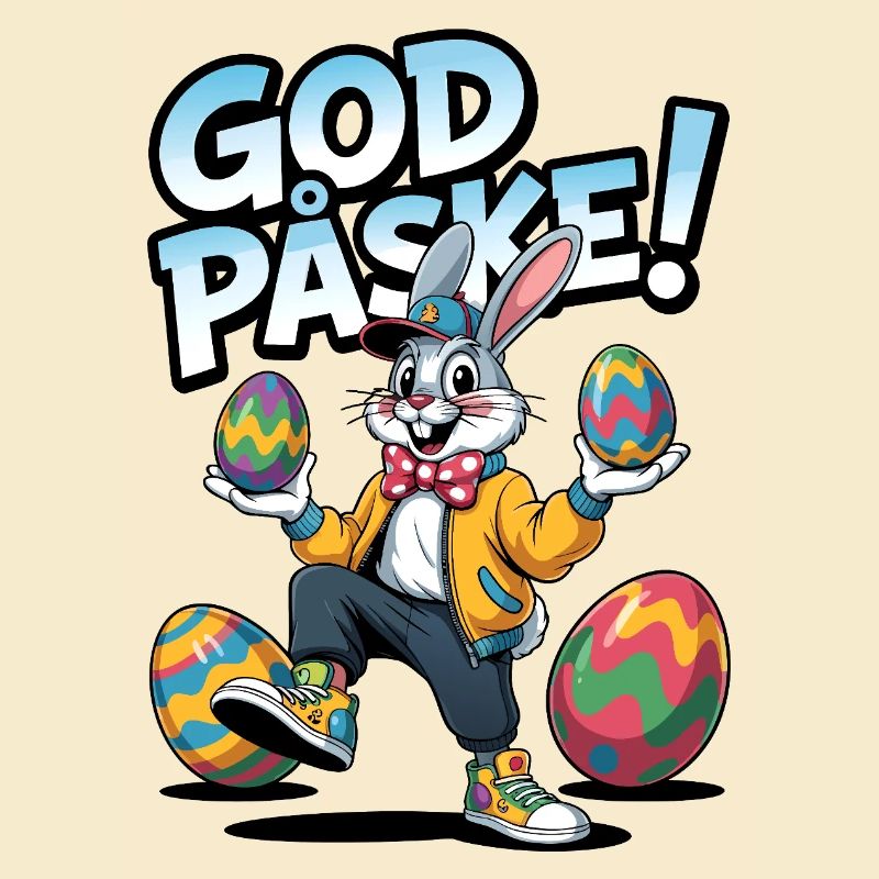Easter bunny with colorful eggs