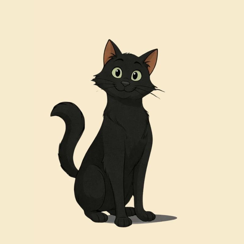 Mischievous Black Cat Illustration