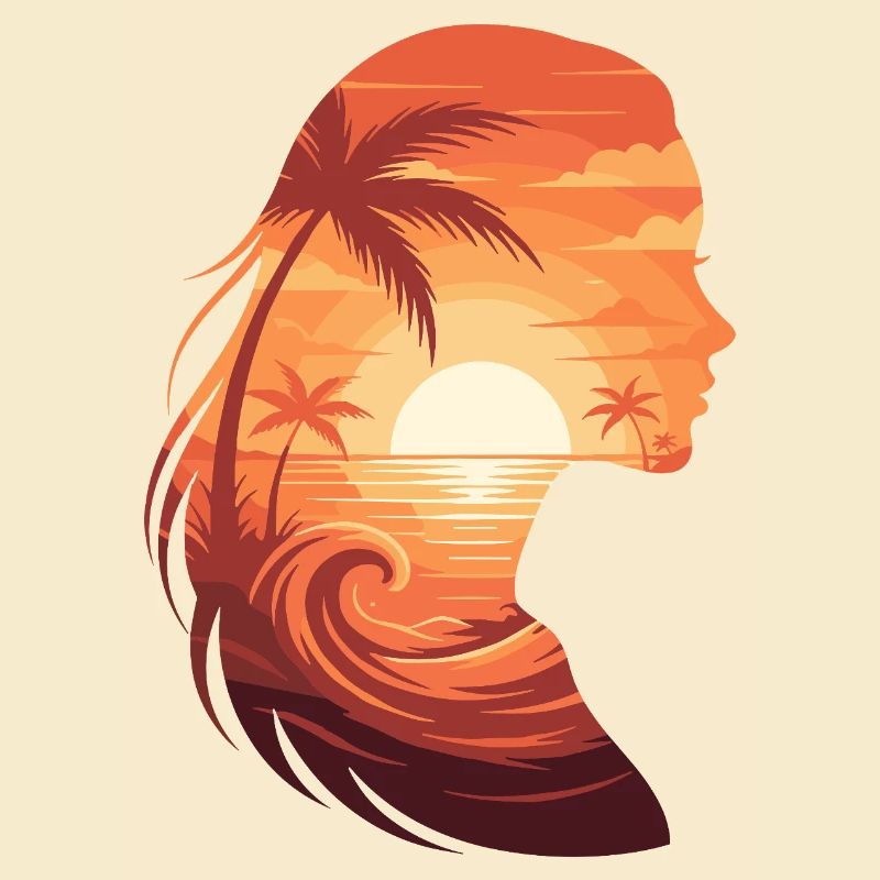 Profil de silhouette de coucher de soleil