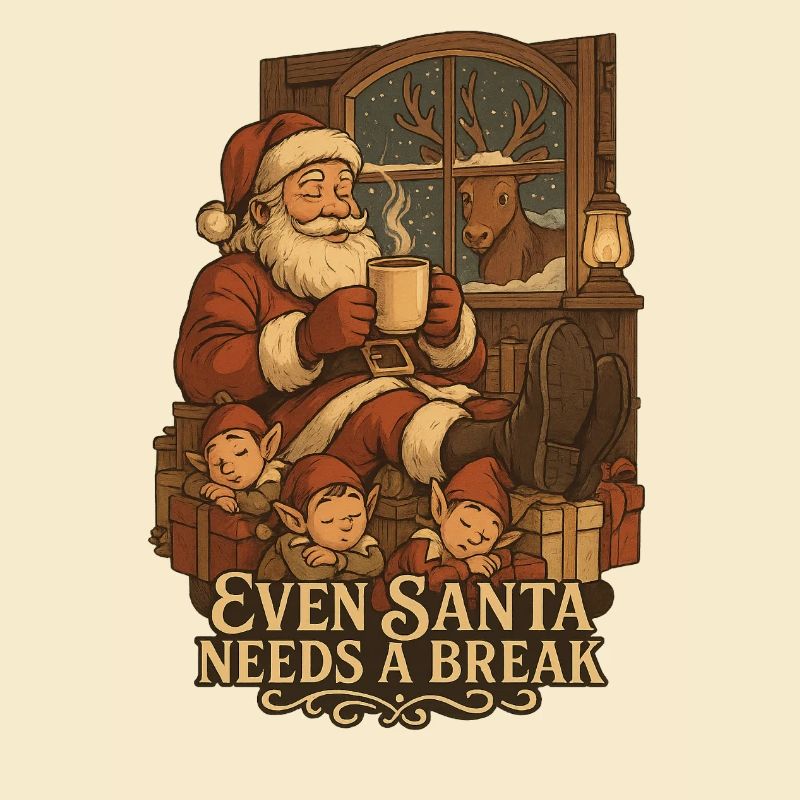 Pause Père Noël près de la cheminée