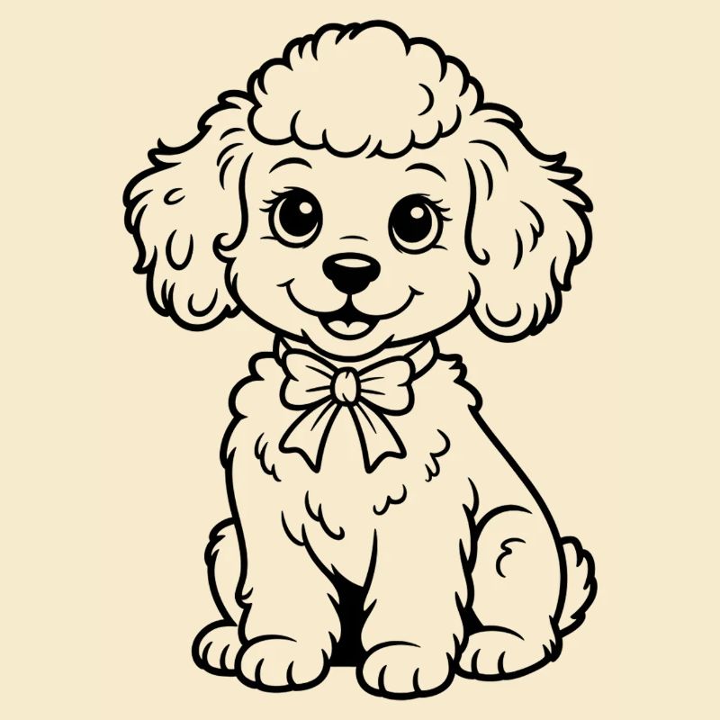 Poodle with bow – charm for clothes