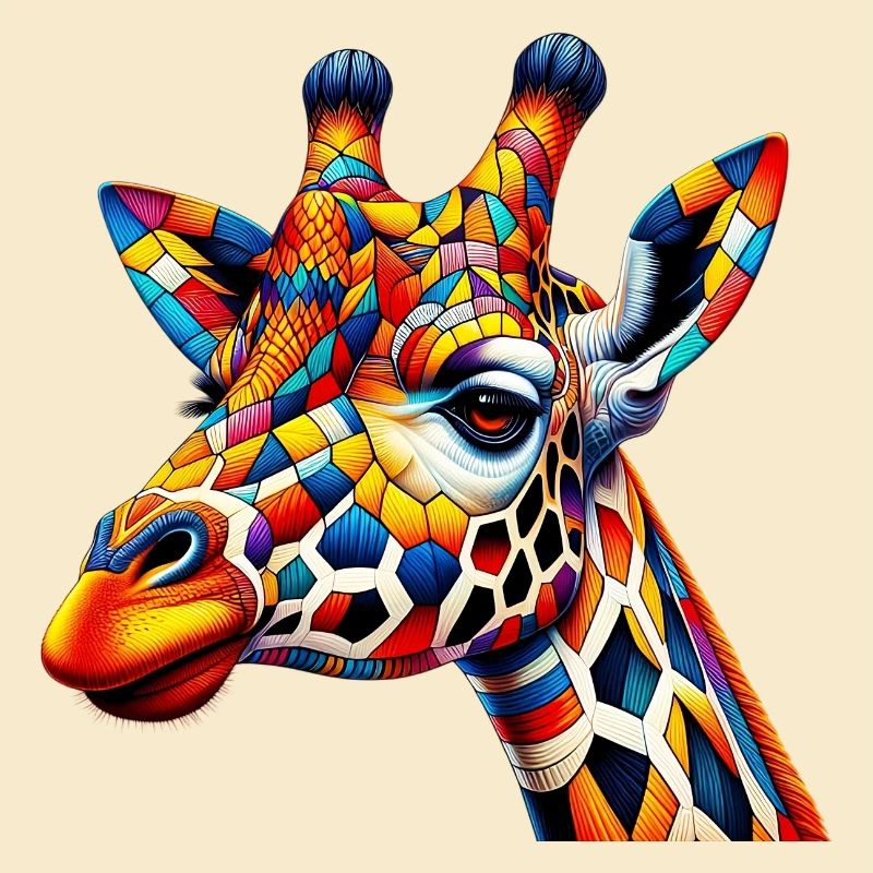 Girafe colorée et peinte comme Arlequin